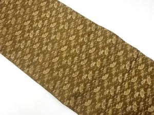 アンティーク　地紙に唐花・鶴模様織り出し丸帯（材料）